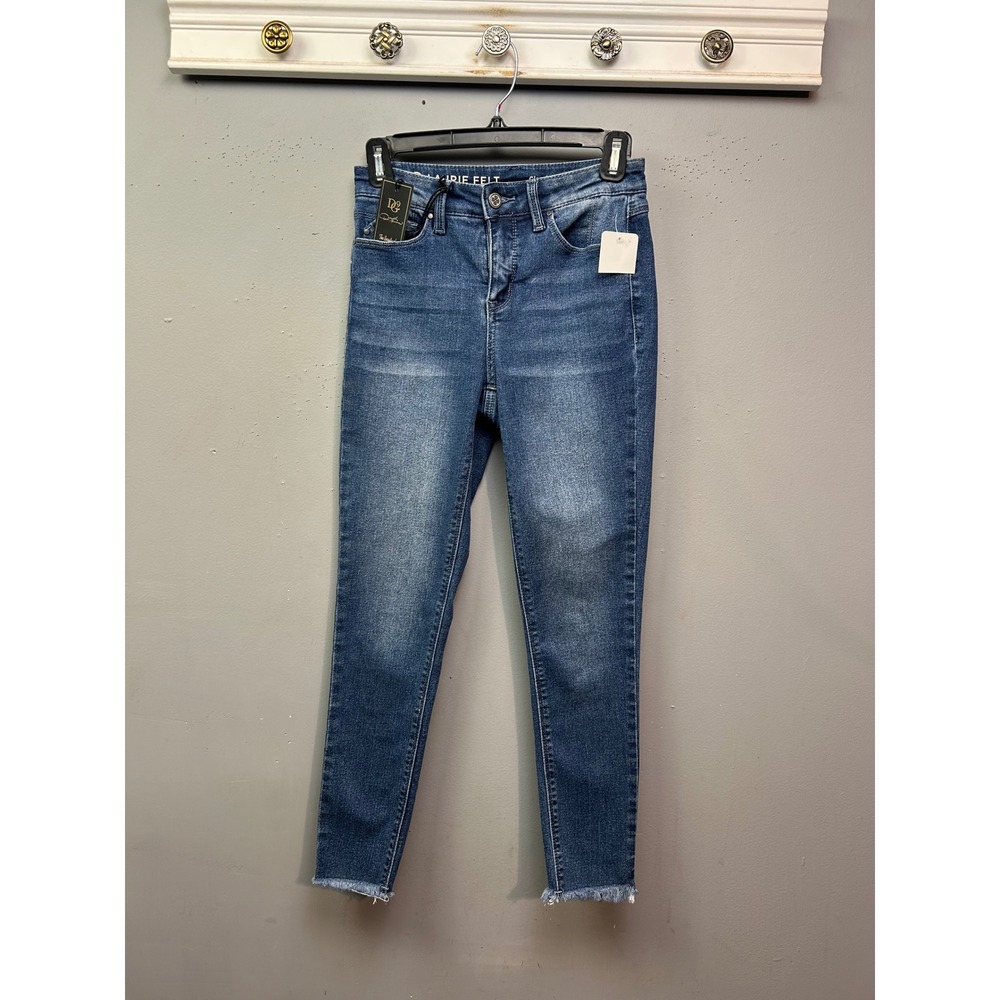 Laurie Felt Jeans Womens 00P Blue Classic Clean Jean Ankle Skinny Raw Hem Denim